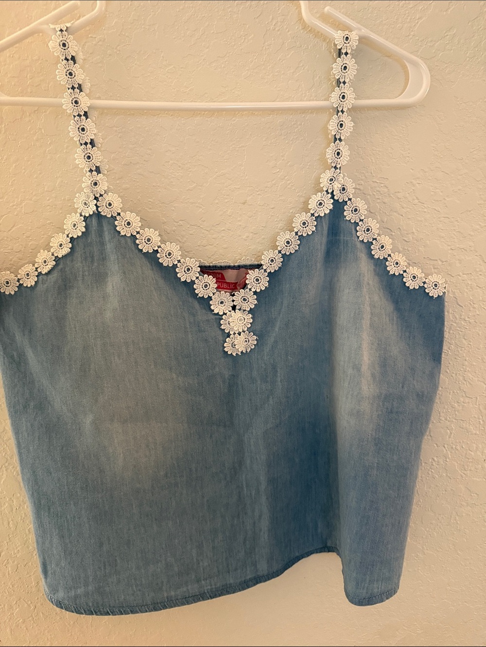 Light Denim Camisole with White Daisy Trim